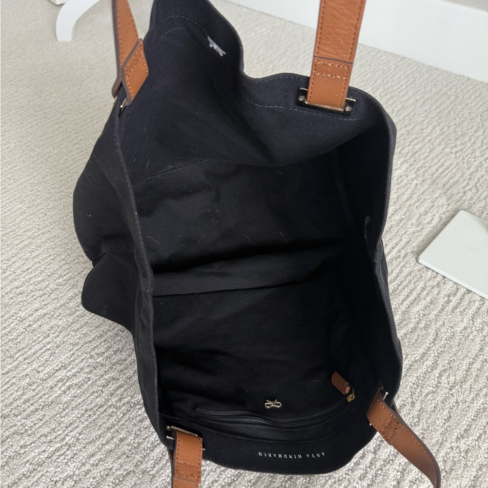 Anya Hindmarch Stacked Book Canvas print tote leather handles - Picture 6 of 9